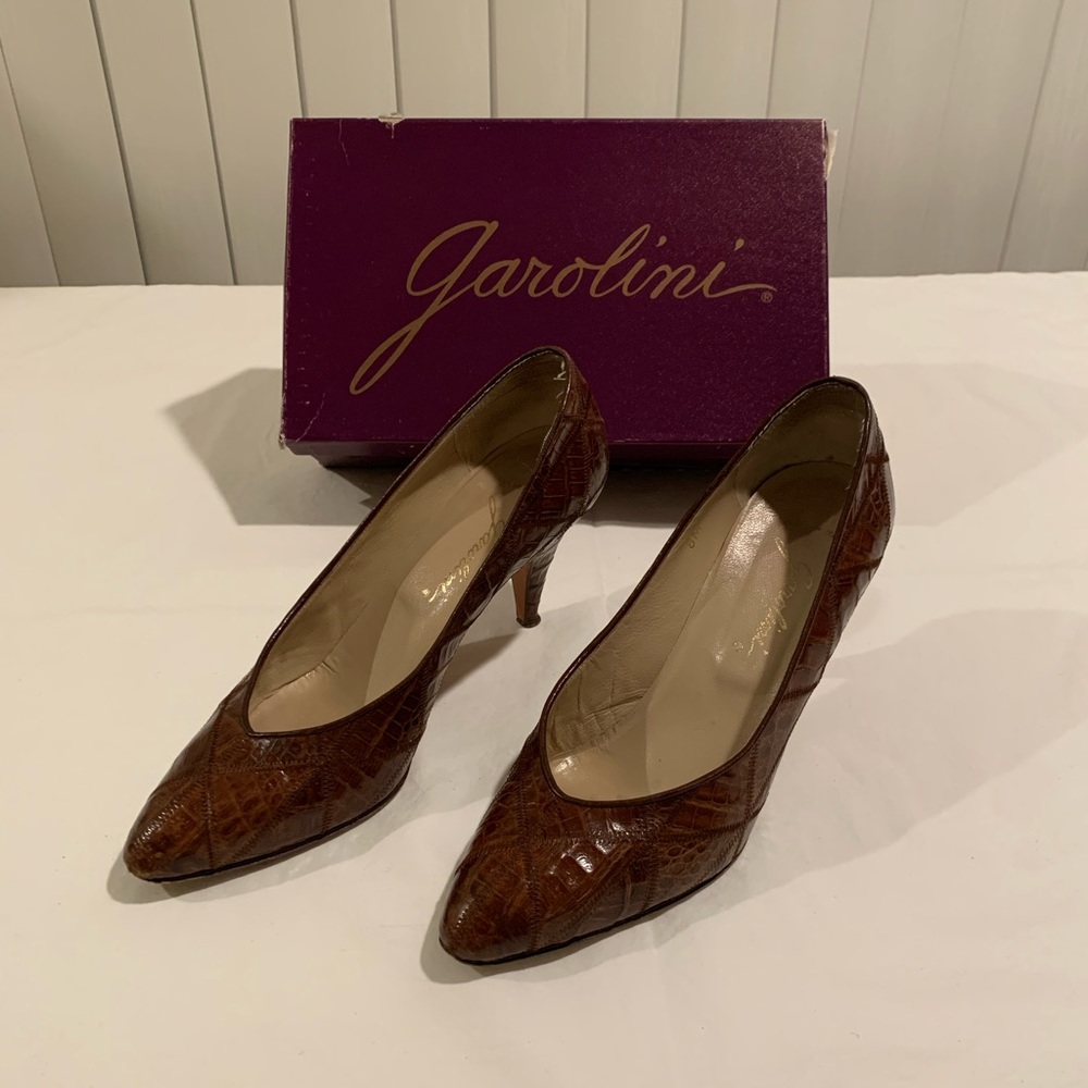 Garolini Brown Croc Embossed Heel